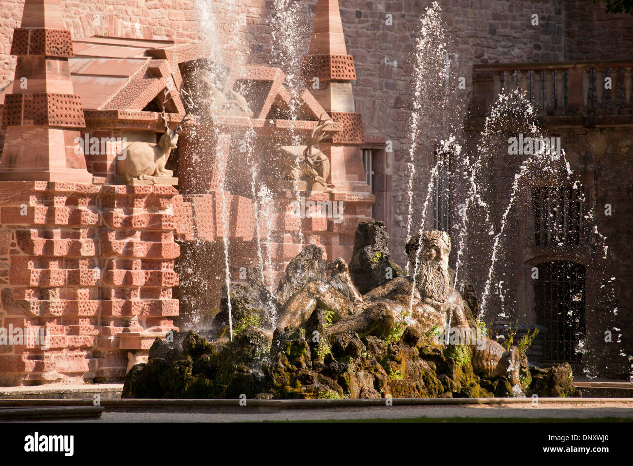 Neptune Fountain in the gardens of Schloss Heidelberg in Heidelberg, Baden-Württemberg, Germany Stock Photo