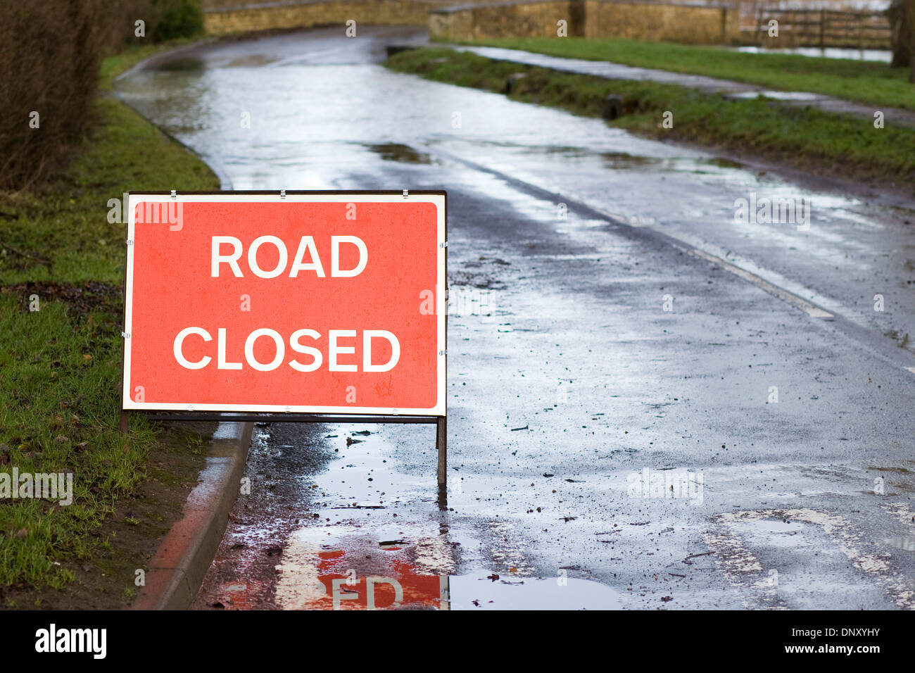 Road closed Due to Flooding Stock Photo - Alamy