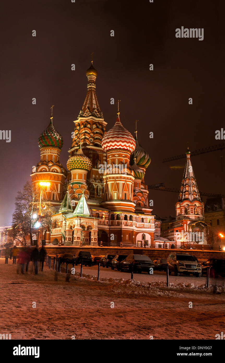 St Basils Cathedral at winter night Stock Photo
