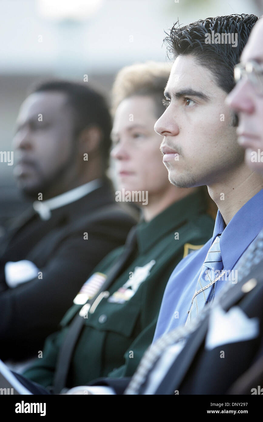 Jan 12, 2006; Lake Worth, FL, USA; Leadership Award recipients, left to right, Bishop Harold Calvin Ray, Deputy Lillian 'Lee' Sutterfield, and Javier Rodriguez, listen to remarks during the 7th annual Dr. Martin Luther King, Jr. Celebration Breakfast at PalmBeach Community College Thursday afternoon.  There were four leadership recipients.  Mandatory Credit: Photo by Richard Grauli Stock Photo
