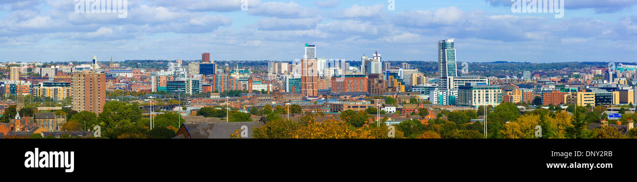 leeds skyline leeds skyline sunny day blue sky clouds 2 Stock Photo