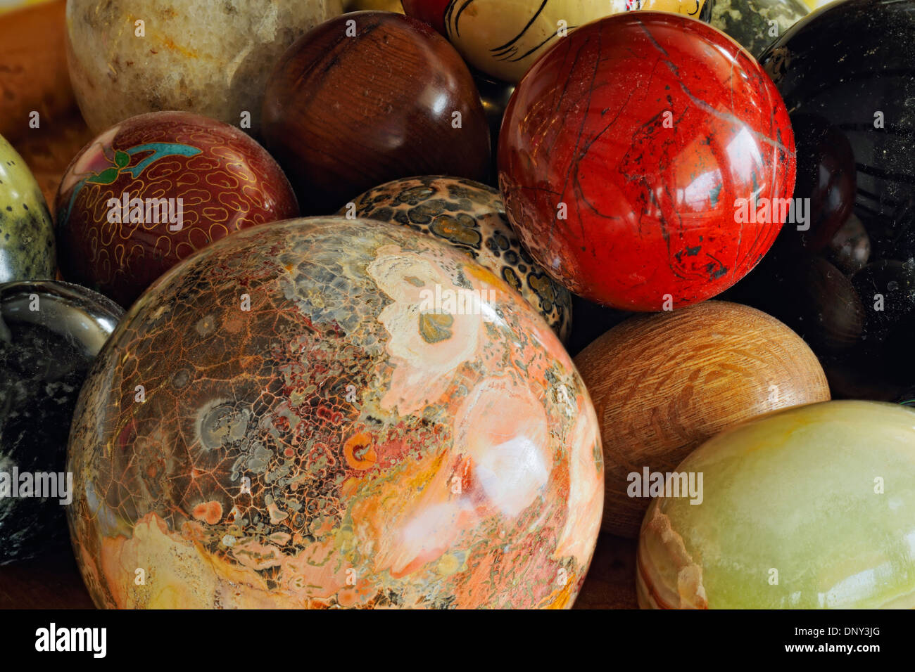 Polished mineral balls, Vernon, BC, Canada Stock Photo Alamy