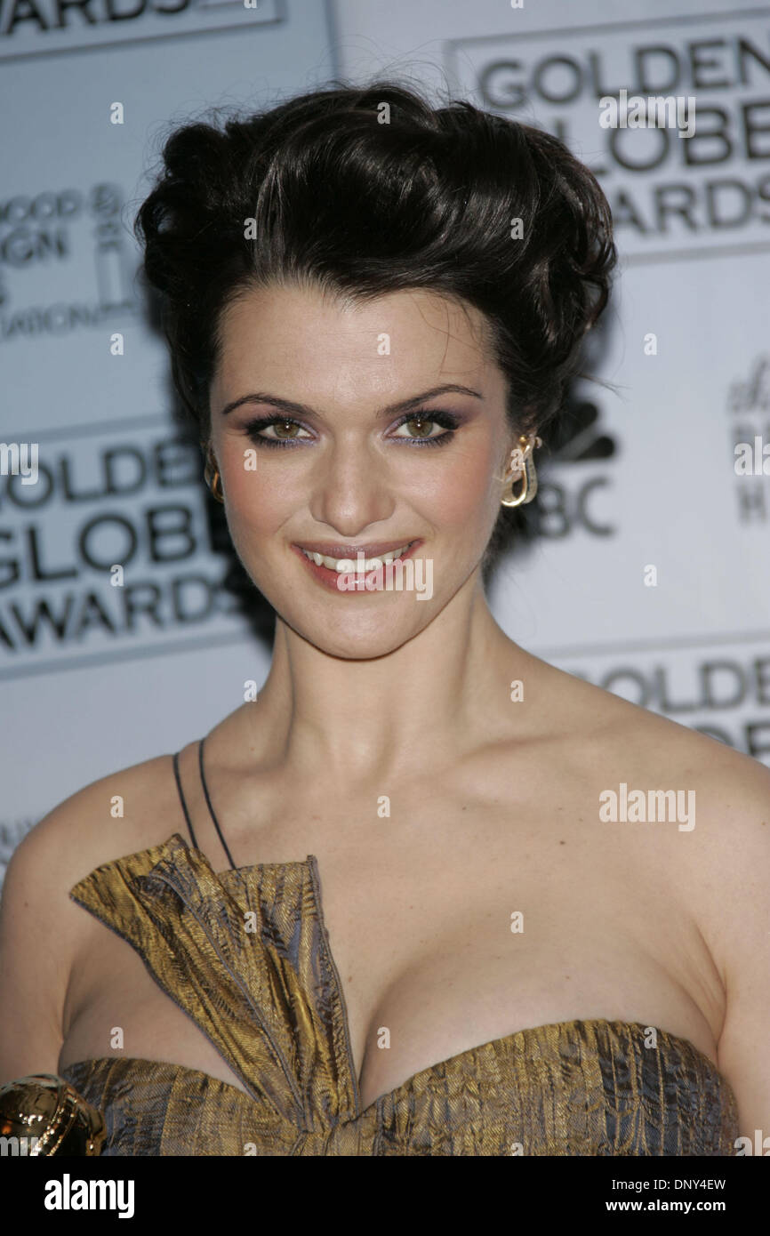 Jan 16, 2006; Beverly Hills, CA, USA; Golden Globes 2006: RACHEL WEISZ wins 'Best Performance by an Actress in a Supporting Role in a Motion Picture' at the 63rd Golden Globe Awards held at the Beverly Hills Hilton. Mandatory Credit: Photo by Lisa O'Connor/ZUMA Press. (©) Copyright 2006 by Lisa O'Connor Stock Photo