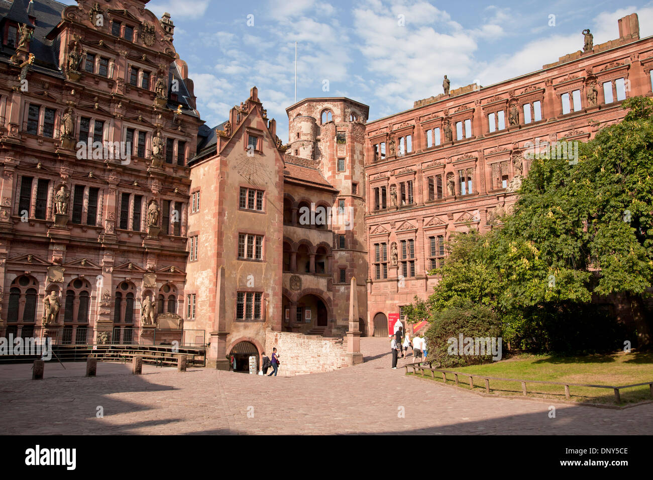 Courtyard of Schloss Heidelberg in Heidelberg, Baden-Württemberg, Germany Stock Photo