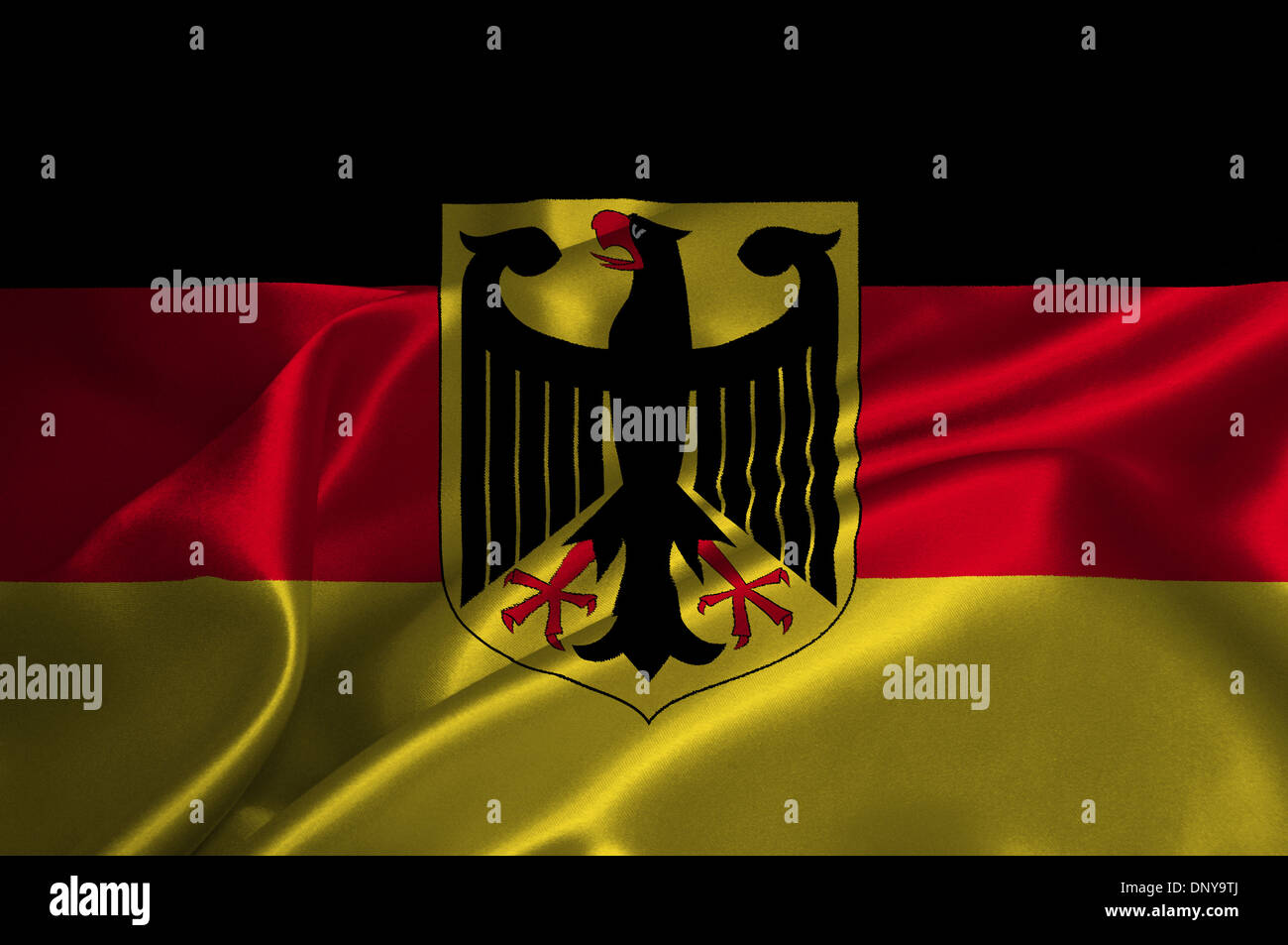 Germany flag on satin texture. Stock Photo