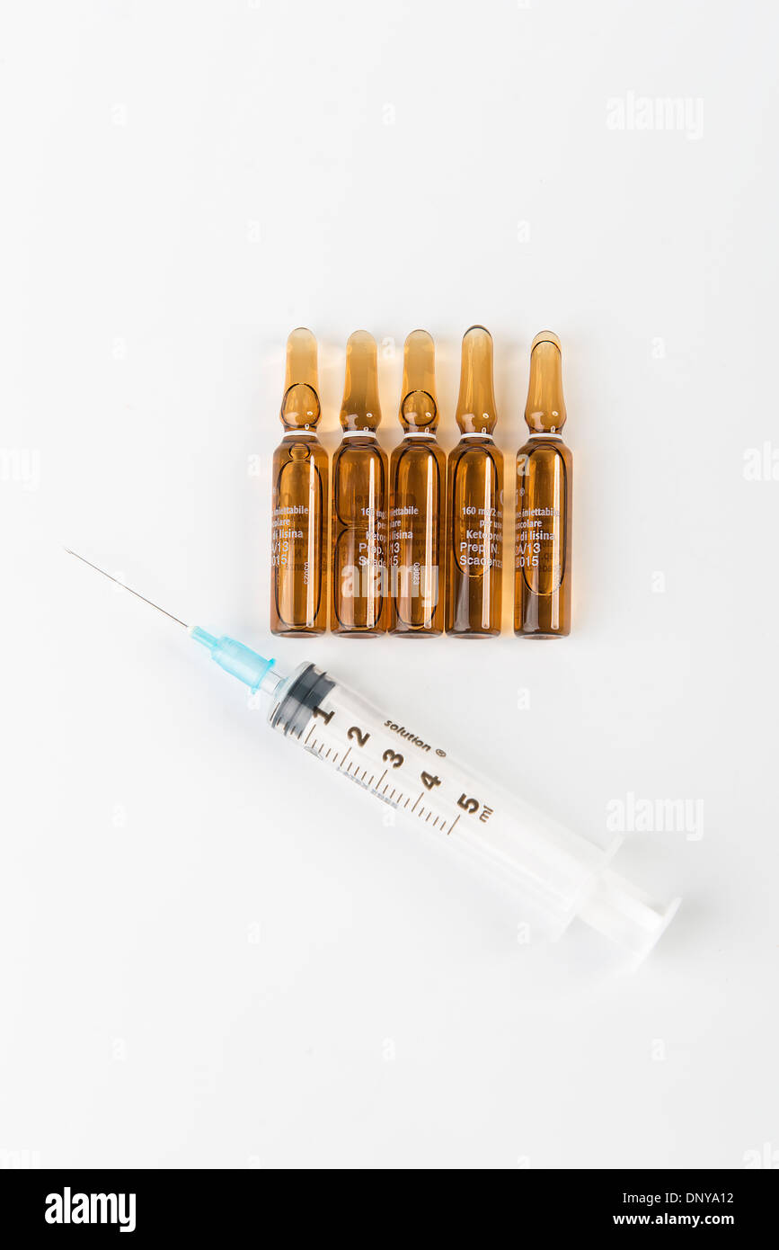 syringe and phials Stock Photo