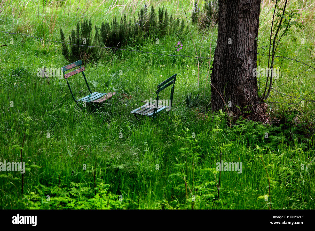 Two chairs facing each other and nobody hi-res stock photography and ...