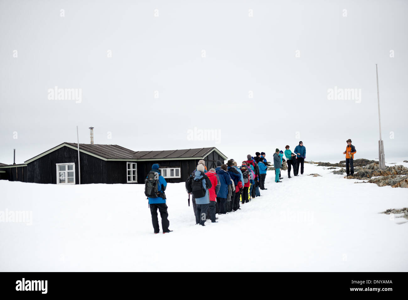 ANTARCTICA Tourists visit the historic site of Wordie House in