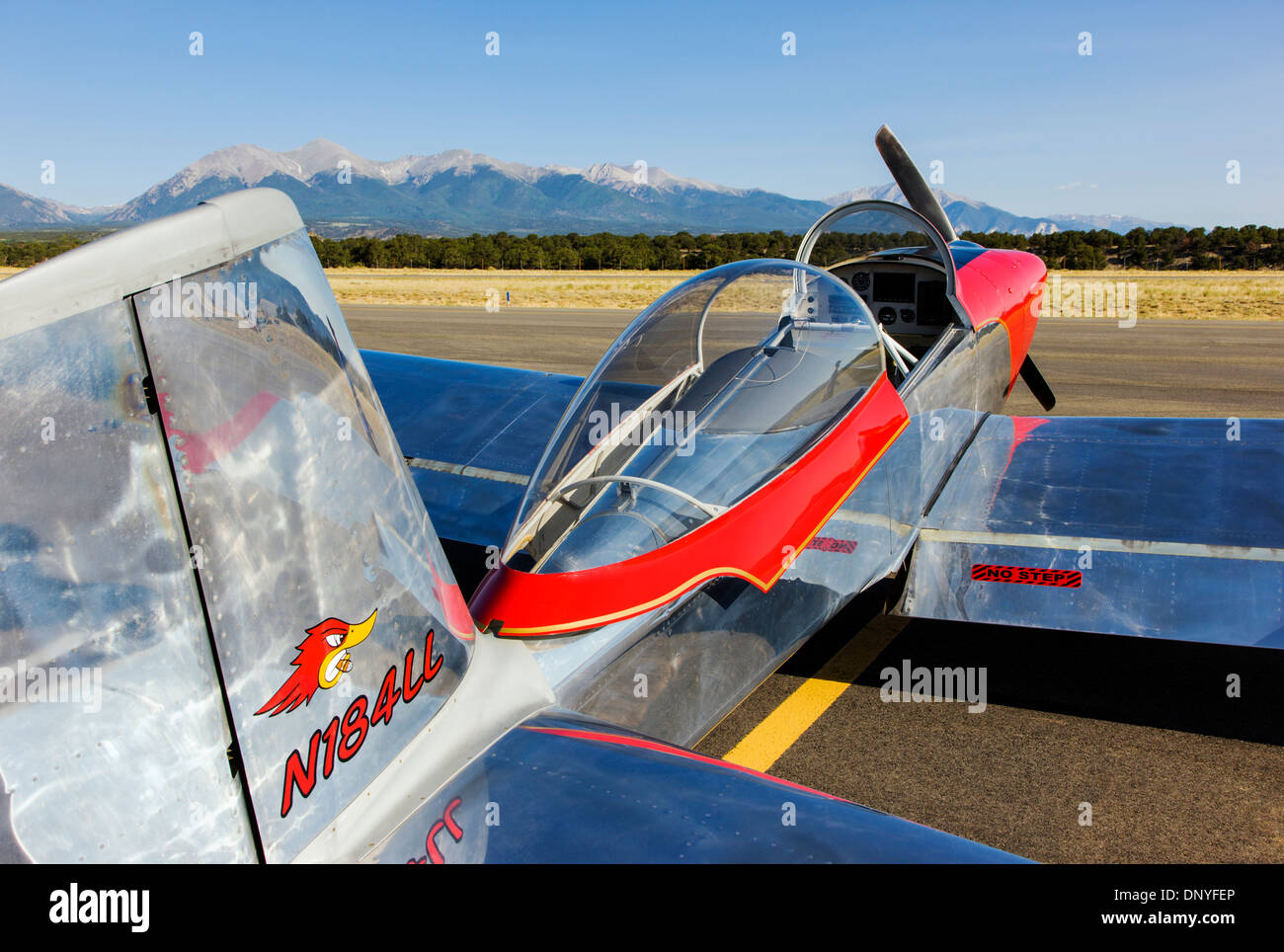 Van’s Aircraft RV8; Antique and modern airplanes at the annual Salida ArtWalk Fly-In event Stock Photo
