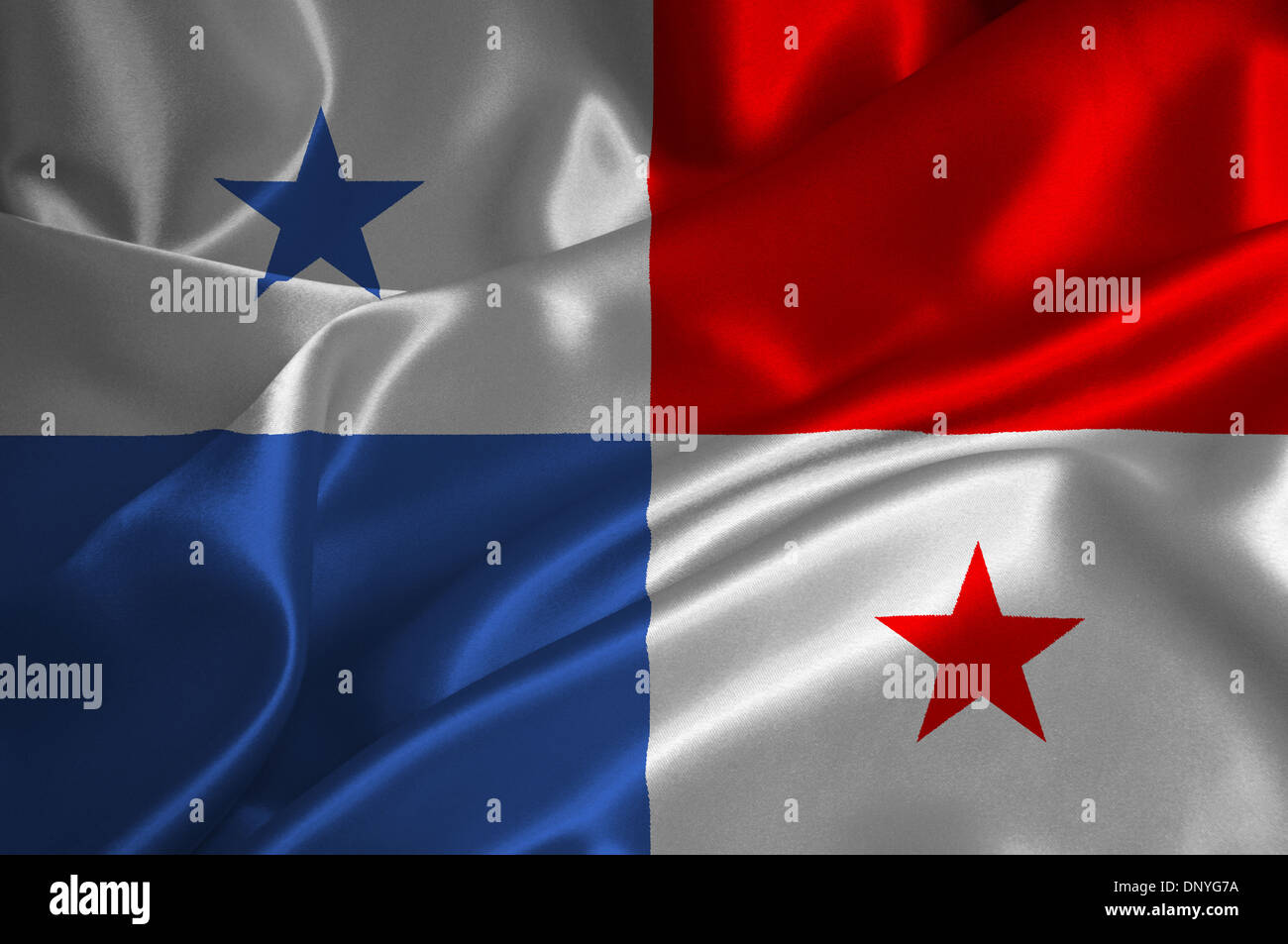 Panama flag on satin texture. Stock Photo