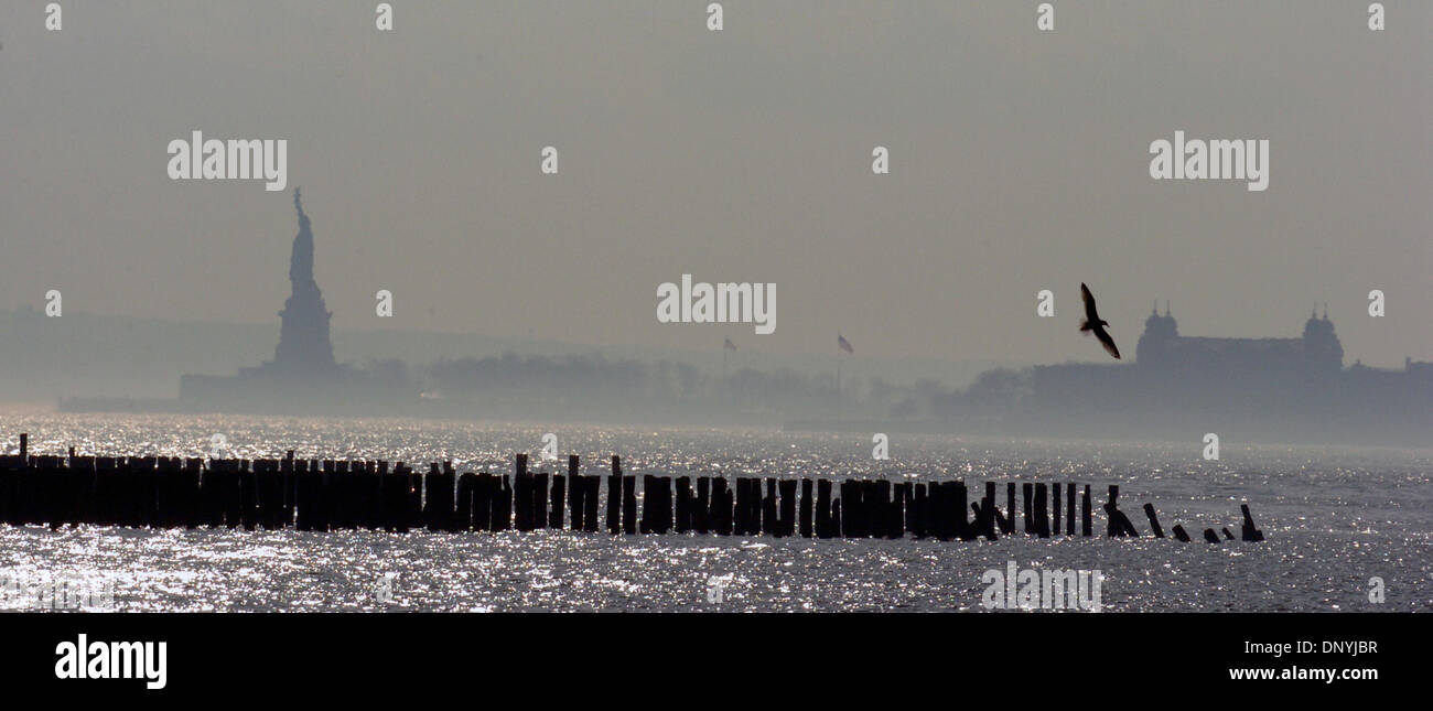 Jan 30, 2006; Manhattan, New York, USA; The Statue of Liberty is seen through the haze of an unseasonably warm day as temperatures reach near 60 degrees. Mandatory Credit: Photo by Bryan Smith/ZUMA Press. (©) Copyright 2006 by Bryan Smith Stock Photo