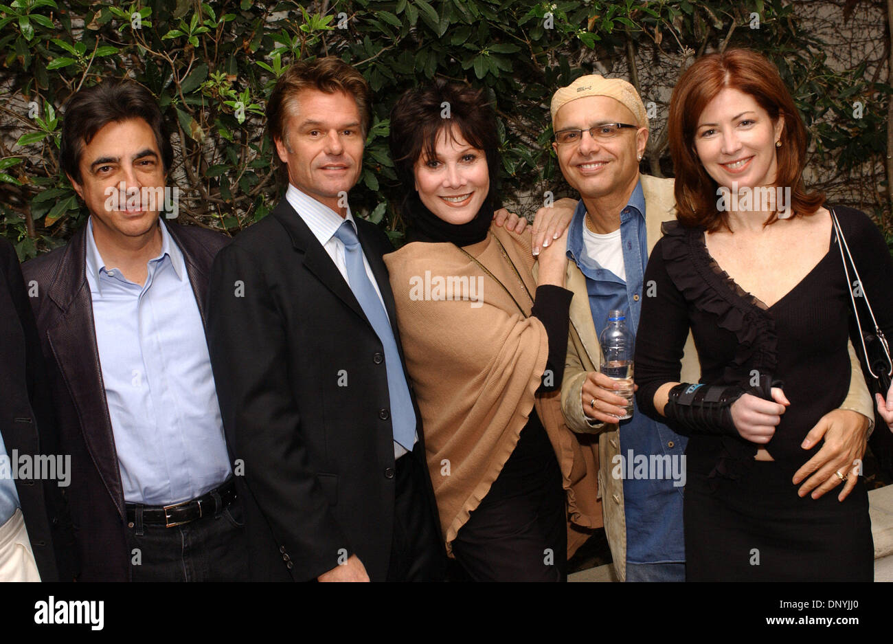Jan 31, 2006; Beverly Hills, CA, USA; Actors JOE MATEGNA, HARRY HAMLIN, MICHELLE LEE, JOE PANTOLIANO and DANA DELANY at the Atlantic Monthly and Creative Coalition 'State Of The Union Address Cocktail and Viewing Dinner' in Beverly Hills. Mandatory Credit: Photo by Rich Schmitt/ZUMA Press. (©) Copyright 2006 by Rich Schmitt Stock Photo