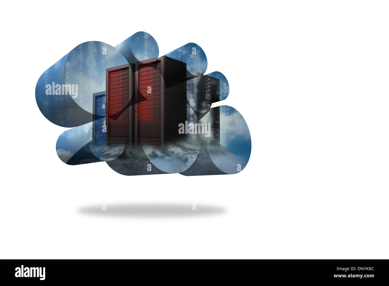 Server towers on abstract screen Stock Photo