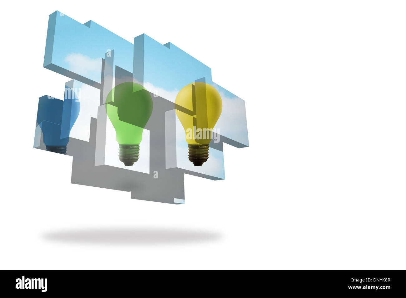 Light bulbs on abstract screen Stock Photo