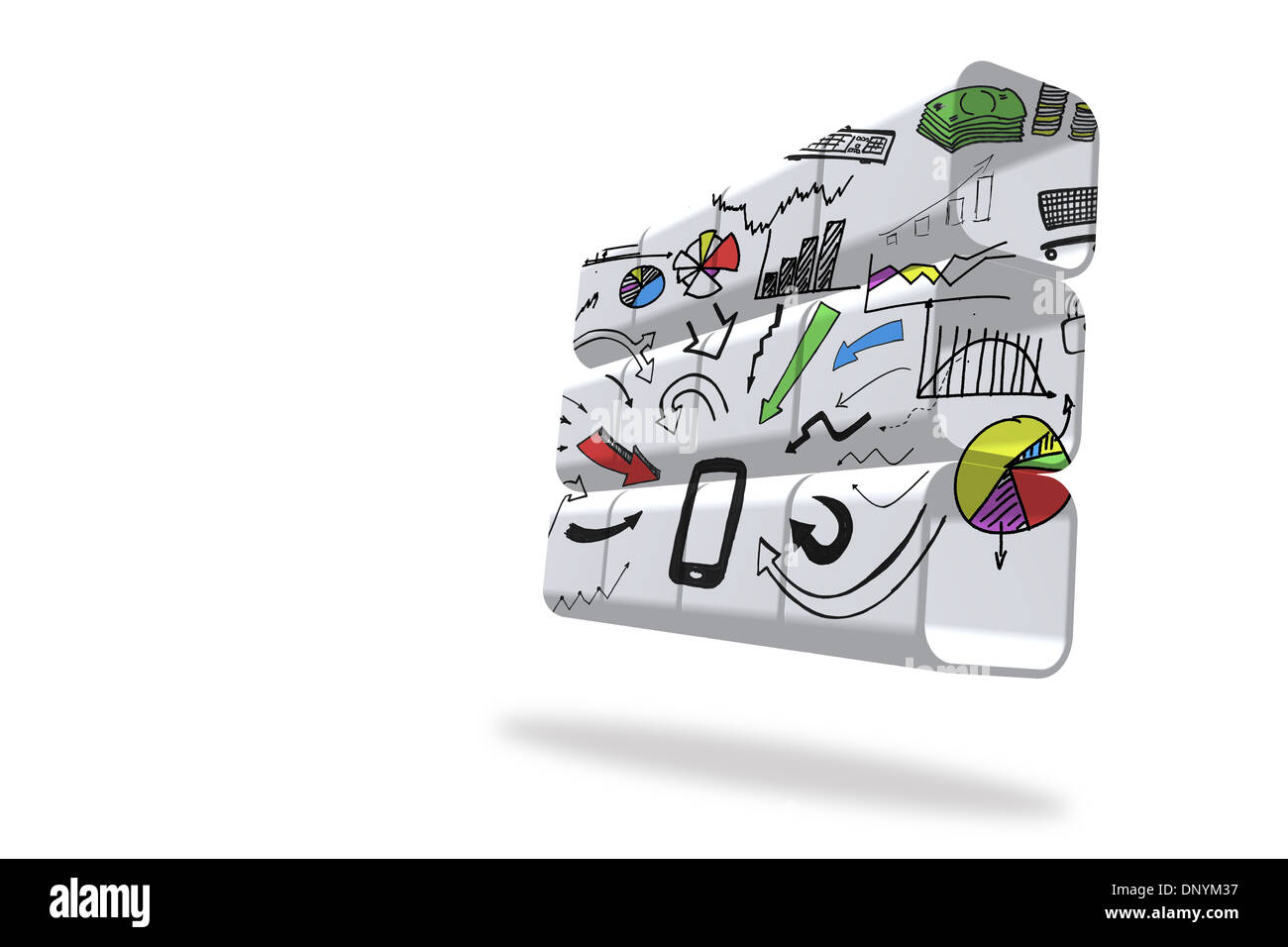 Media device brainstorm on abstract screen Stock Photo