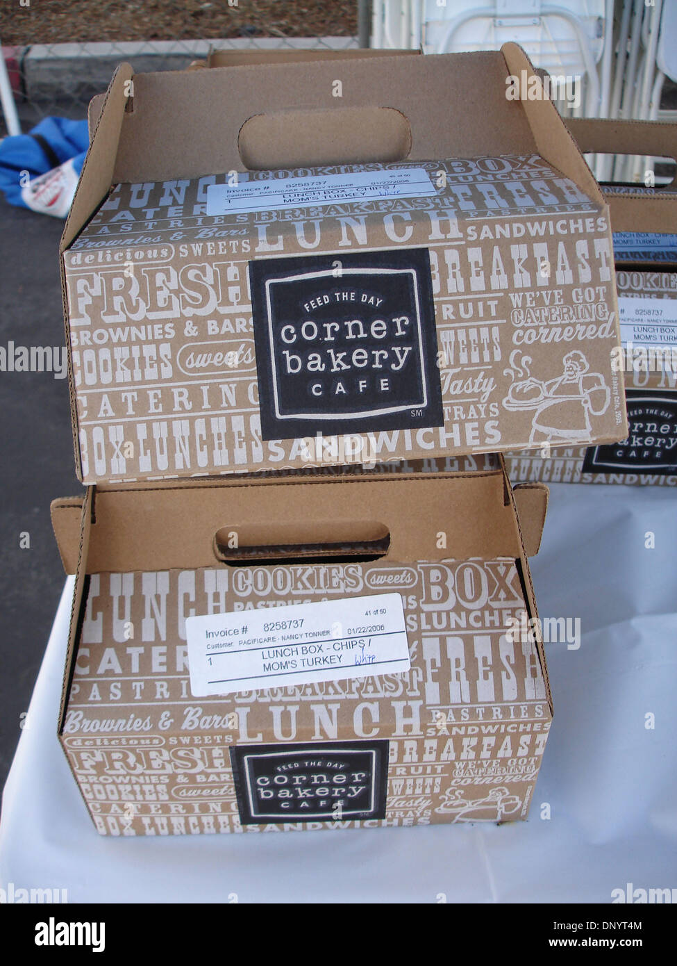 Feb 08, 2006; Costa Mesa, CA, USA; Boxed lunches provided by Corner