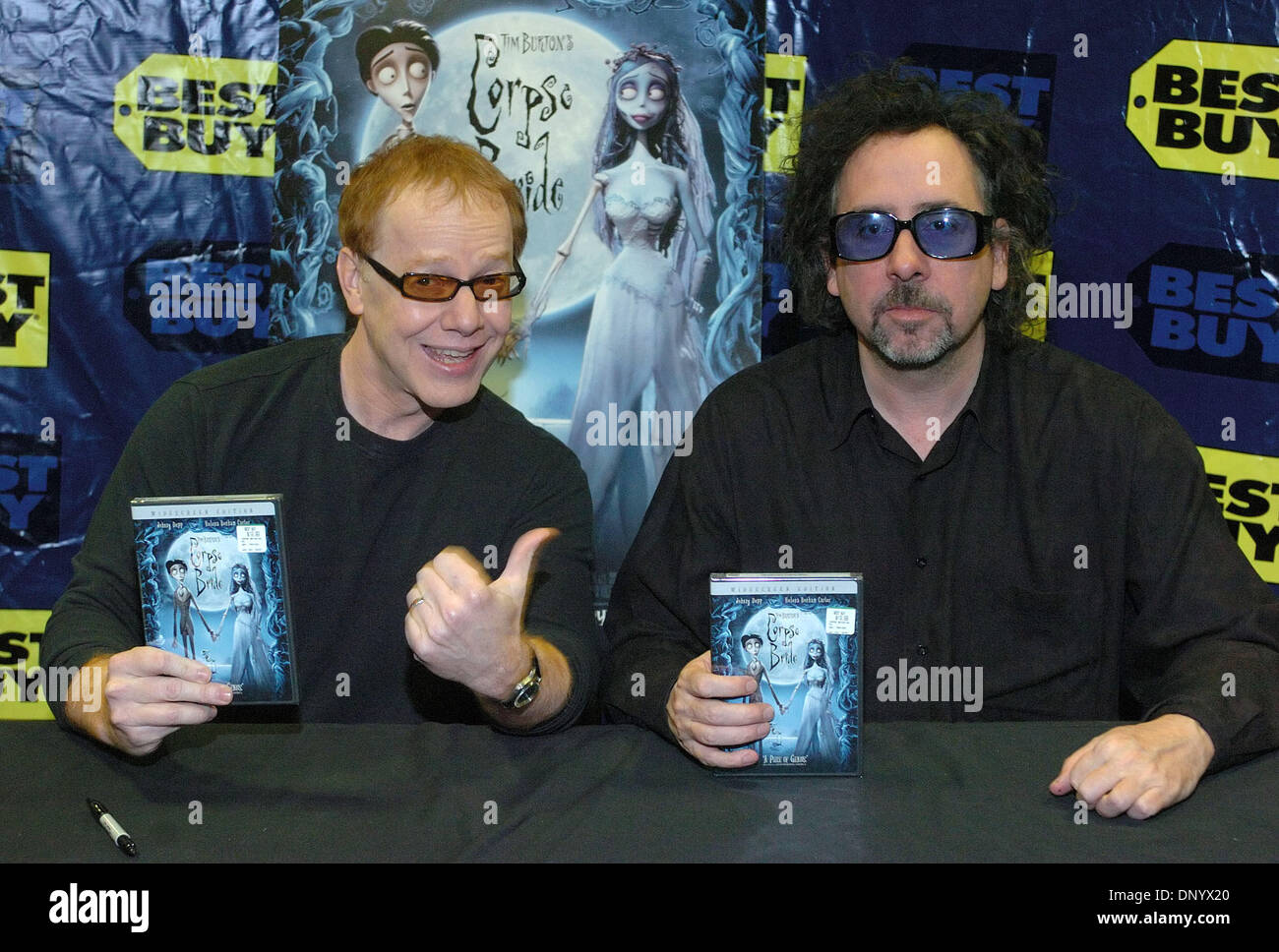 Feb 14, 2006; Hollywood, CA, USA; Composer DANNY ELFMAN and Director TIM  BURTON sign copies of their latest DVD 'The Corpse Bride' and meet their  fans. Mandatory Credit: Photo by Rob DeLorenzo/ZUMA