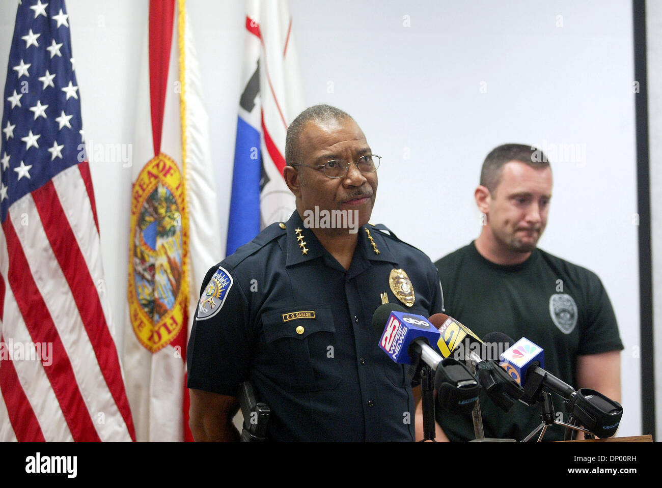 Feb 22, 2006; Ft. Pierce, FL, USA; Fort Pierce Police Chief Eugene Savage,  and Sgt. Don Christman, spoke at a press conference today about the tazing  of Sam Hair, who was in