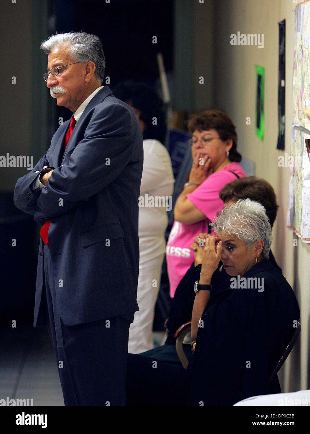 Mar 07, 2006; San Antonio, TX, USA; Texas Primary Elections 2006: County commissioner, Pct. 2 candidate Enrique Barrera waits as poll results come in Tuesday, March 7, 2006 at his campaign headquarters. Barrera lost his bid to incumbent Paul Elizondo.  Mandatory Credit: Photo by BM Sobhani/San Antonio Express-News/ZUMA Press. (©) Copyright 2006 by San Antonio Express-News Stock Photo