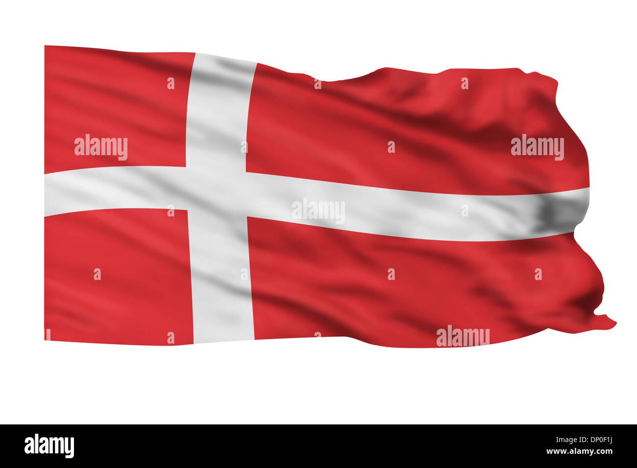 Flag of Denmark flying high in the sky. Stock Photo