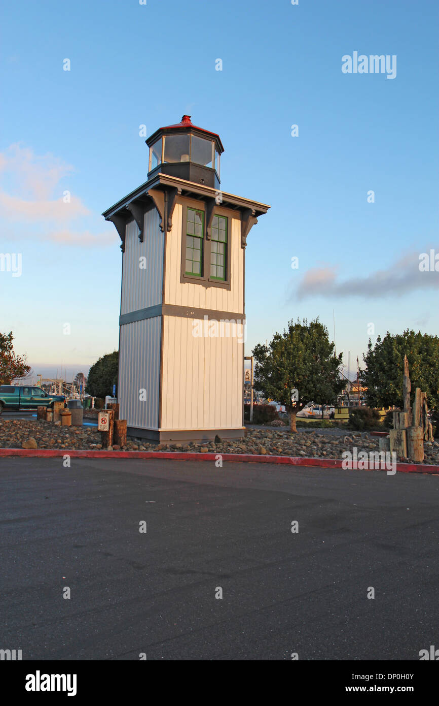 The Table Bluff Lighthouse for Humboldt Bay at Woodley Island Marina in Eureka, California Stock Photo