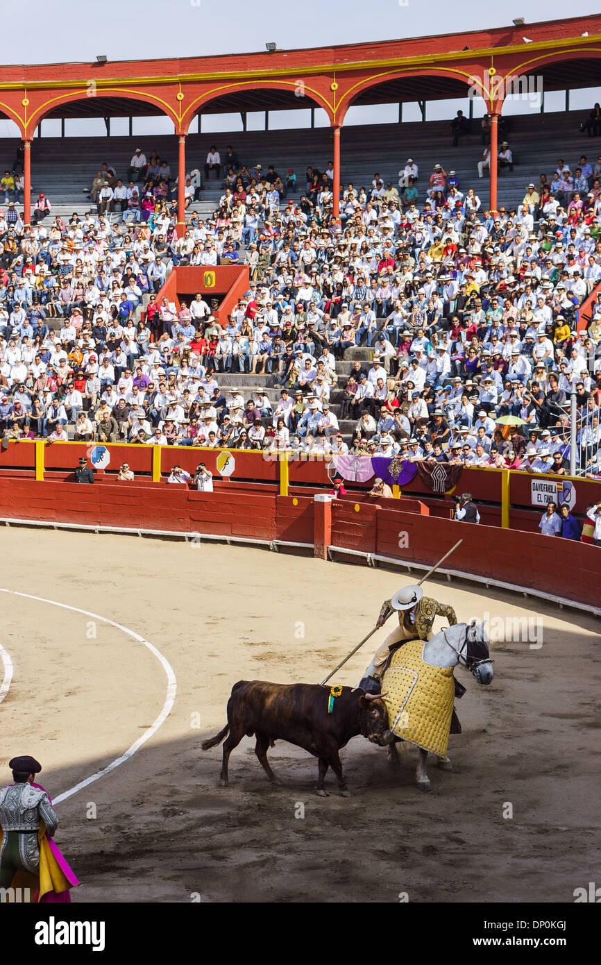 Feria Señor de Los Milagros at the Plaza de Acho in Lima Peru . 6 Bulls
