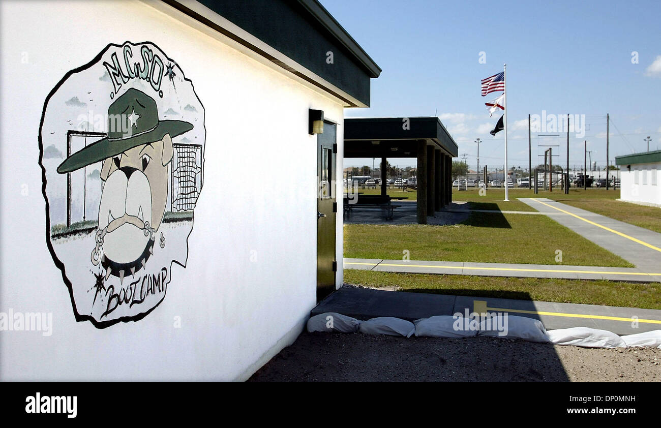 Mar 28, 2006; Stuart, FL, USA; Flags flap in the wind outside the Martin County Sheriff's Office boot camp in Stuart.  Mandatory Credit: Photo by Paul J. Milette/Palm Beach Post /ZUMA Press. (©) Copyright 2006 by Palm Beach Post Stock Photo