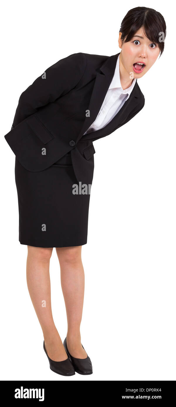 Surprised businesswoman bending hi-res stock photography and images - Alamy