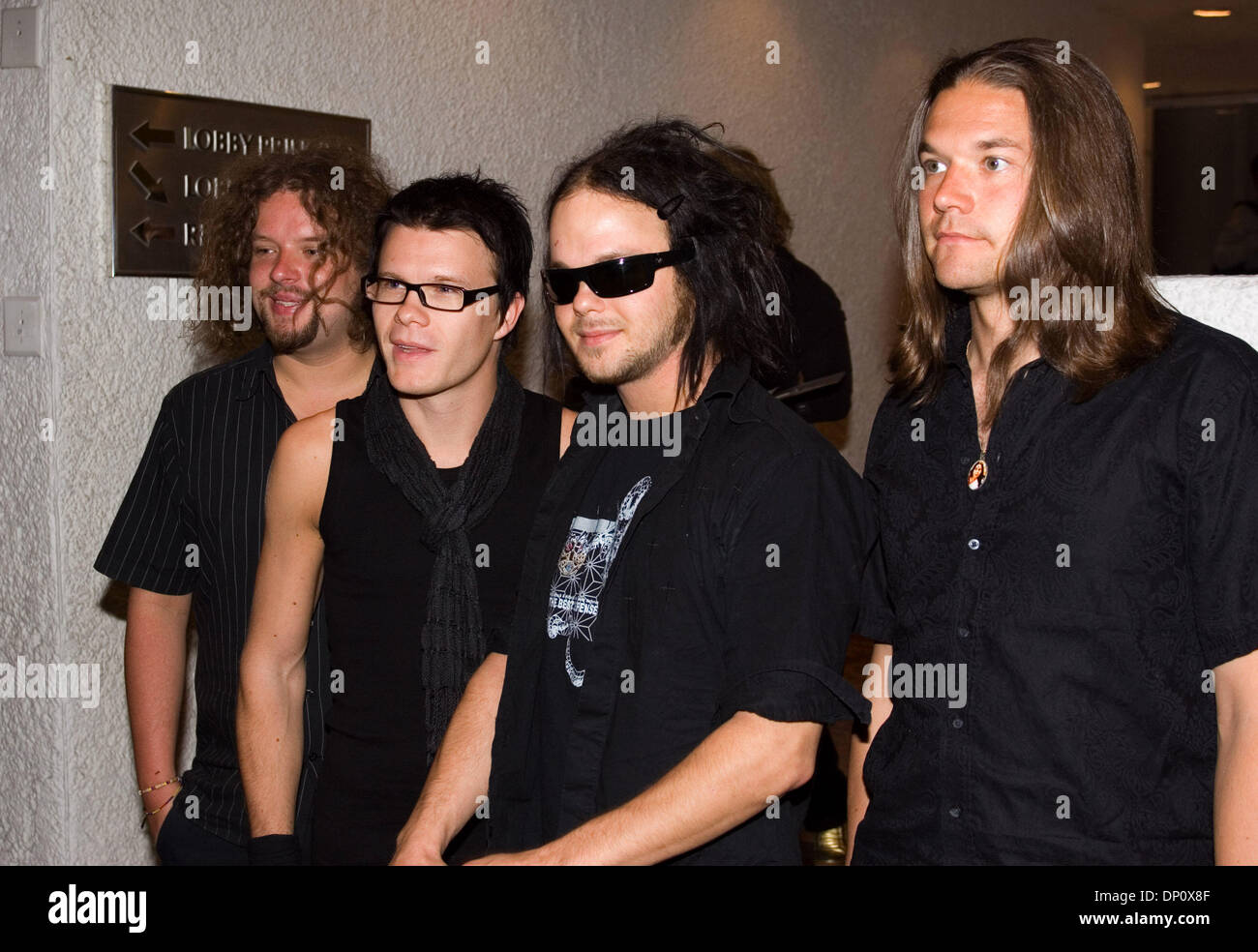 Apr 06, 2006; Mexico City, MEXICO; Musicians EERO HEINONEN, AKI HAKALA, LAURIE YLONEN and PAULI RANTASALMI, members of rock band 'The Rasmus' give a press conference as they promote their new album 'Hide From The Sun'. Mandatory Credit: Photo by Javier Rodriguez/ZUMA Press. (©) Copyright 2006 by Javier Rodriguez Stock Photo