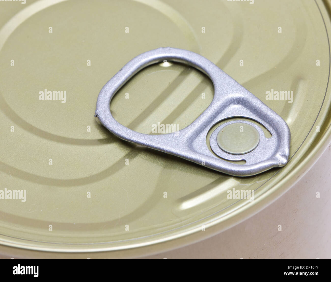 close up detail of the lid of a food can. Stock Photo