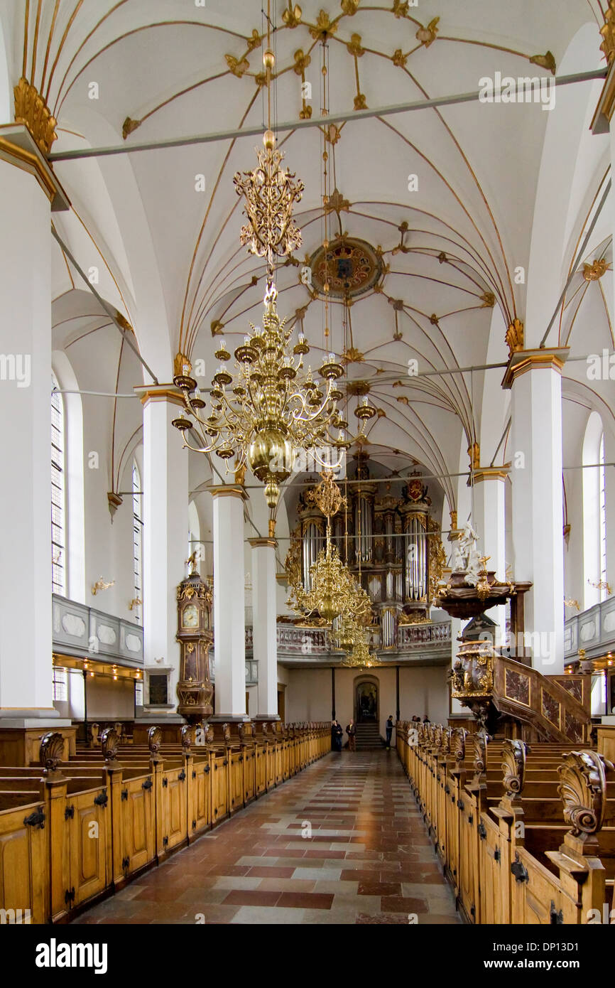 The inside of the Church of Trinitatis in Copenhagen, Denmark, Architecture Stock Photo