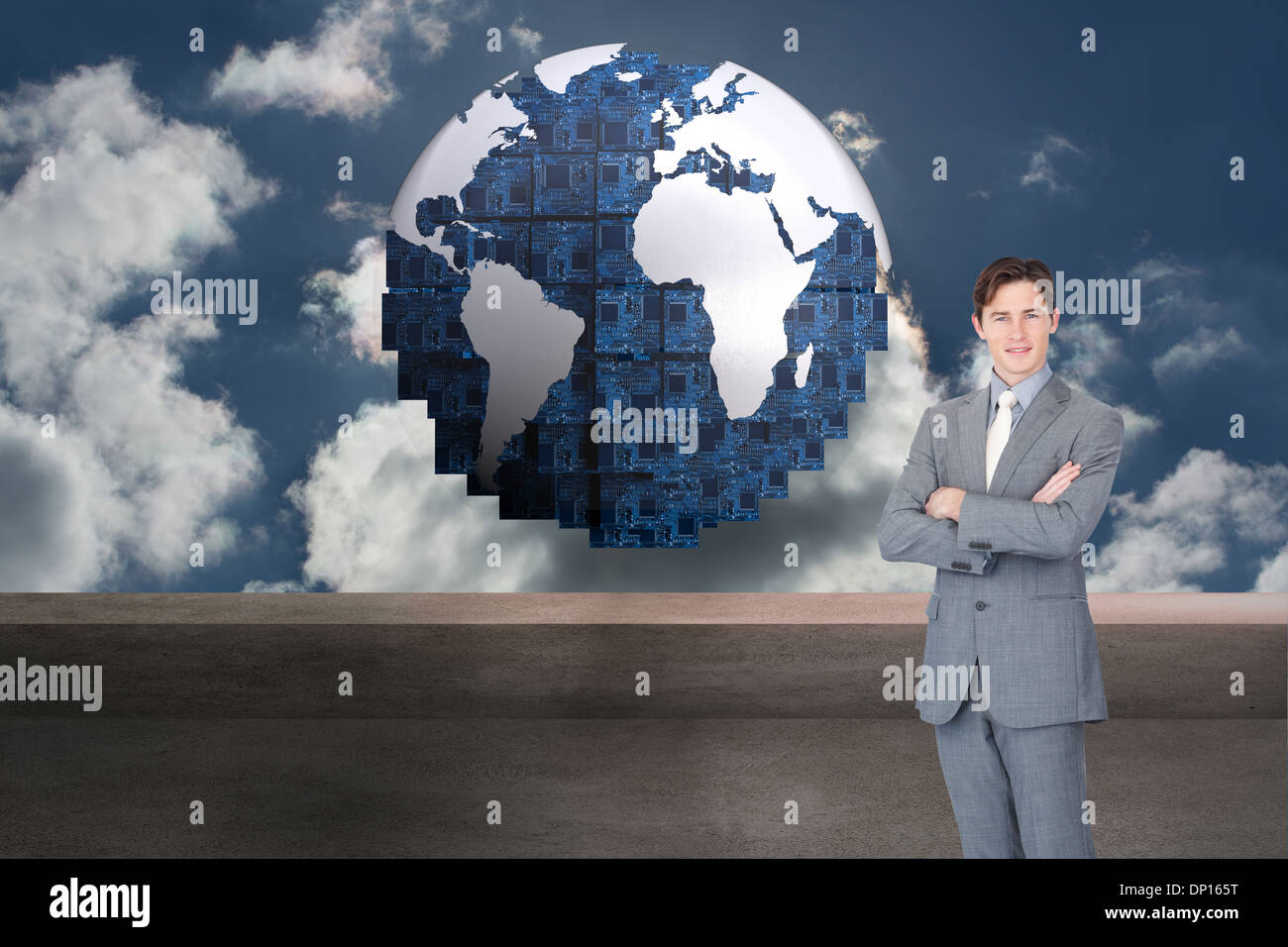 Composite image of assertive businessman standing Stock Photo