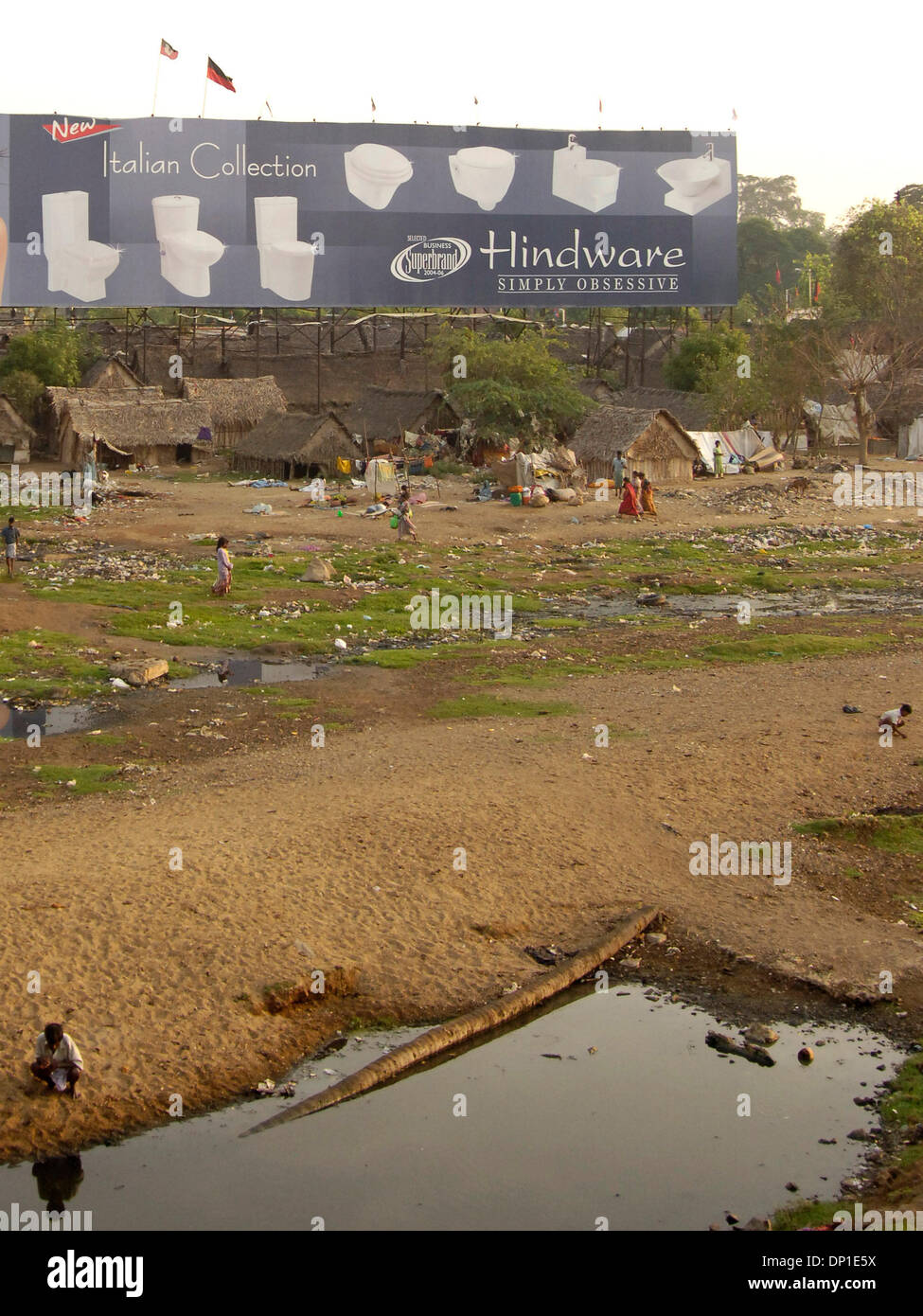 Apr 29, 2006; Chennai, Tamil Nadu, INDIA; The Adyar River which runs through Anna Nagar, is used as a public toilet, to clean animals and to wash clothes. During the monsoon season this river floods and contaminates the city's water source. Mandatory Credit: Photo by Daniel Wilkinson/ZUMA Press. (©) Copyright 2006 by Daniel Wilkinson Stock Photo