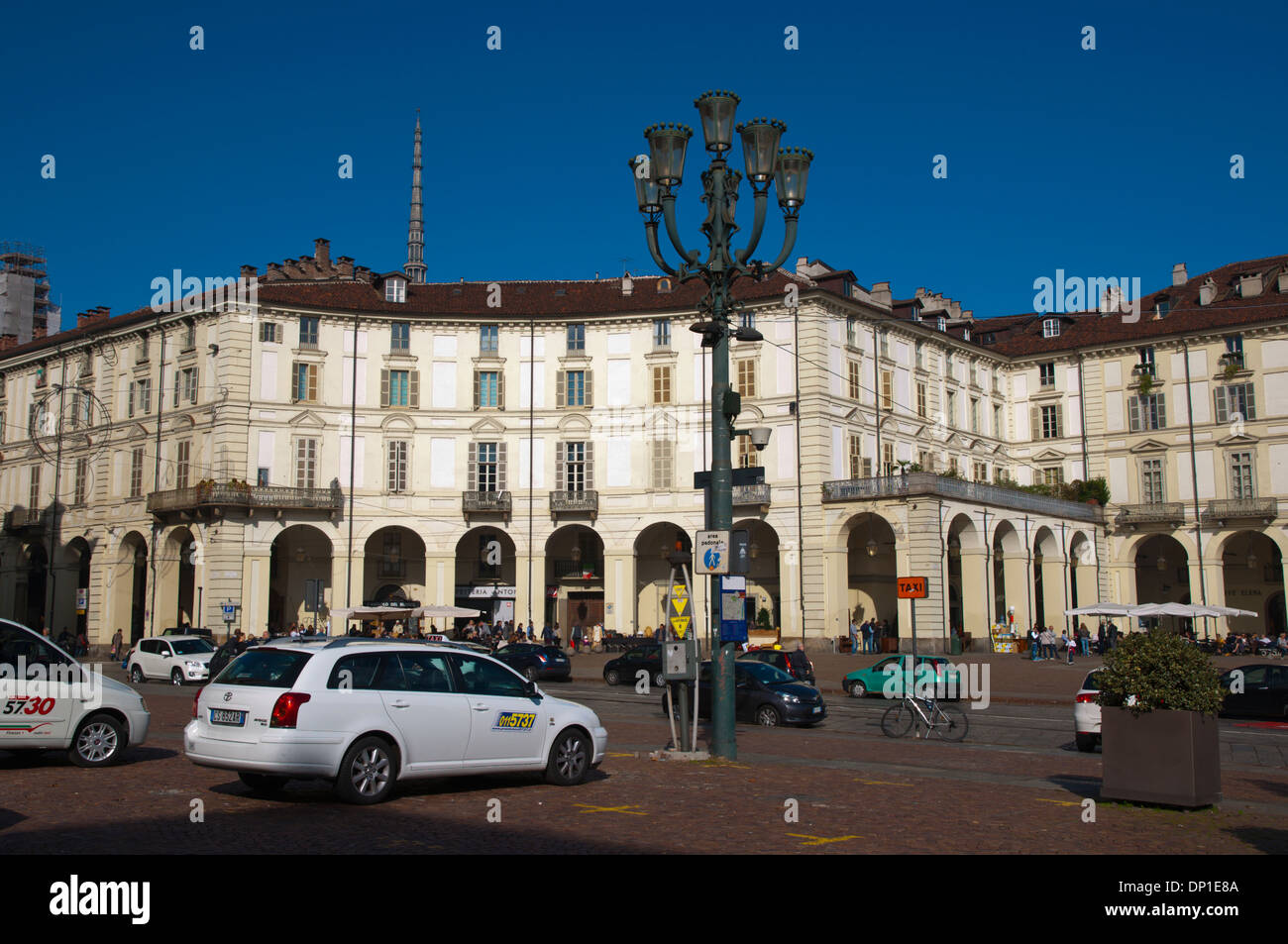 taxis at Piazza Vittorio Veneto square Turin city Piedmont region northern Italy Europe Stock Photo