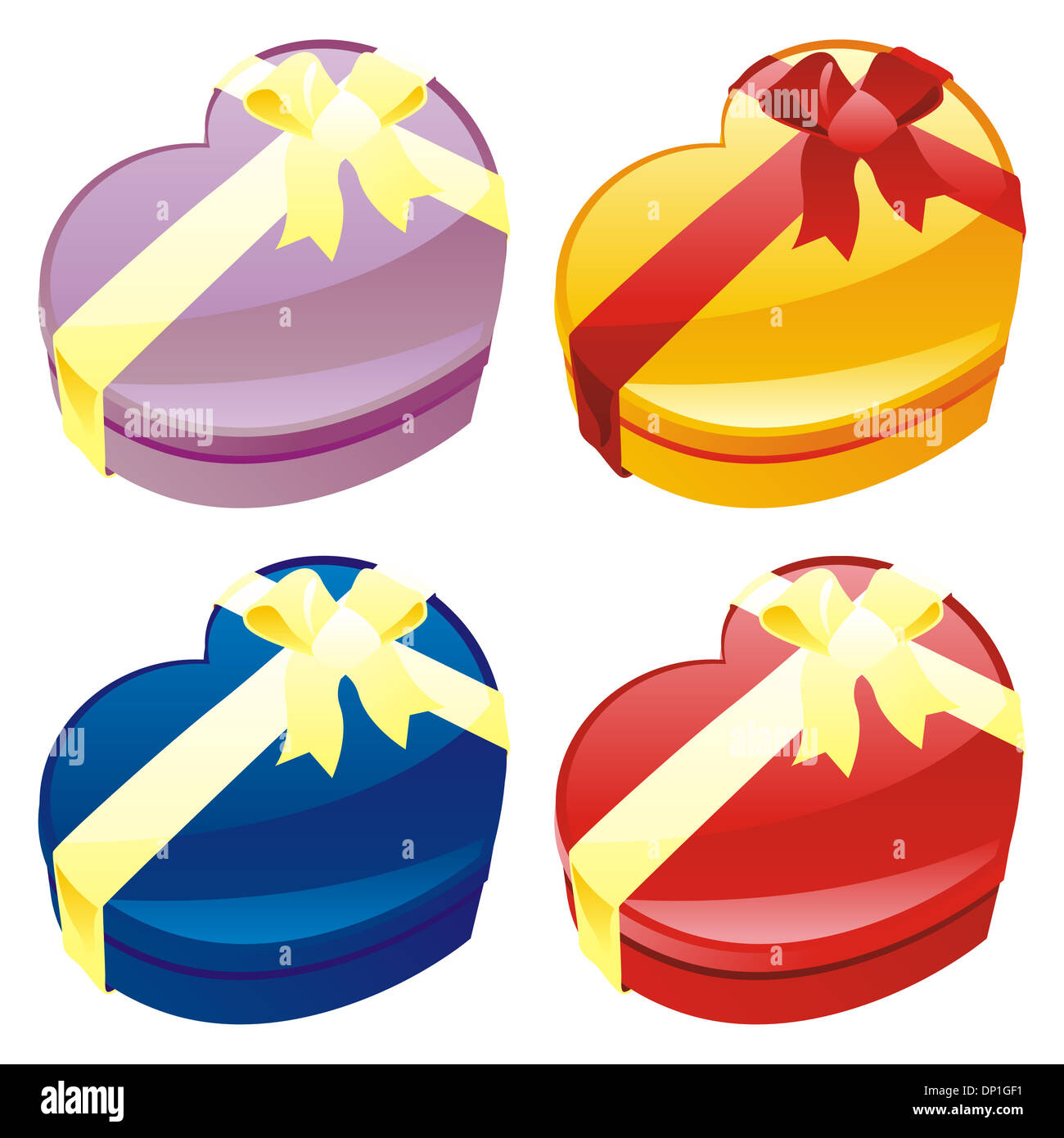 vector illustration of gift boxes in heart shape Stock Photo - Alamy