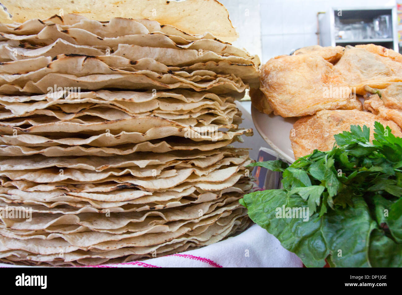 Typical tortilla of oaxaca named tlayuda. Oaxaca, Oaxaca. Mexico Stock