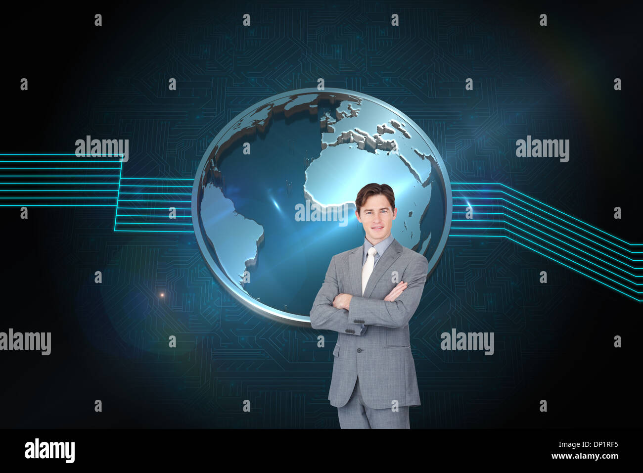 Composite image of assertive businessman standing Stock Photo