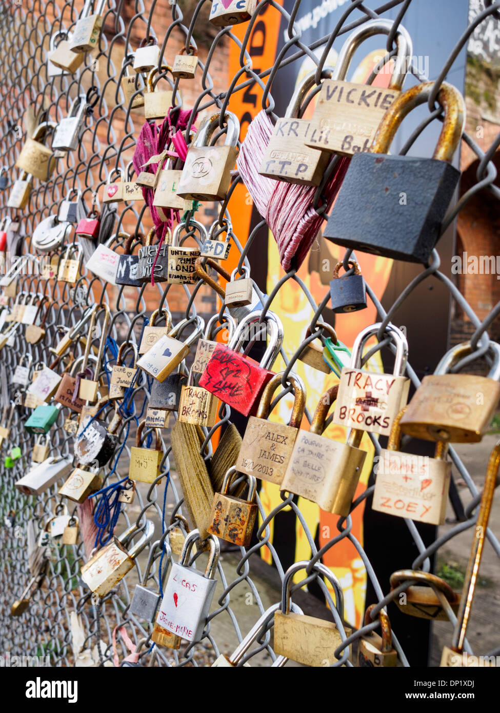 Love padlocks in Shoreditch, east London, England Stock Photo