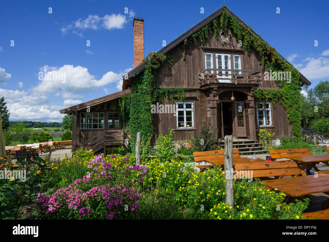 Cosy guest house, Mostek, Nowe Kiełbonki, Piecki, Warmian-Masurian Voivodeship, Poland Stock Photo