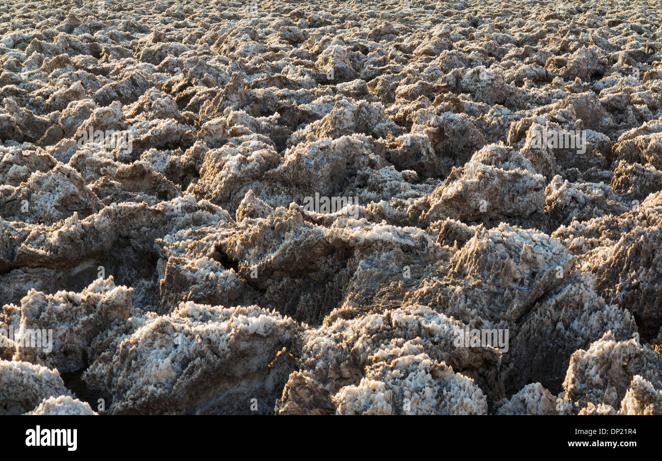 Eroded rock salt pinnacles on the Devil's Golf Course, a salt pan in ...