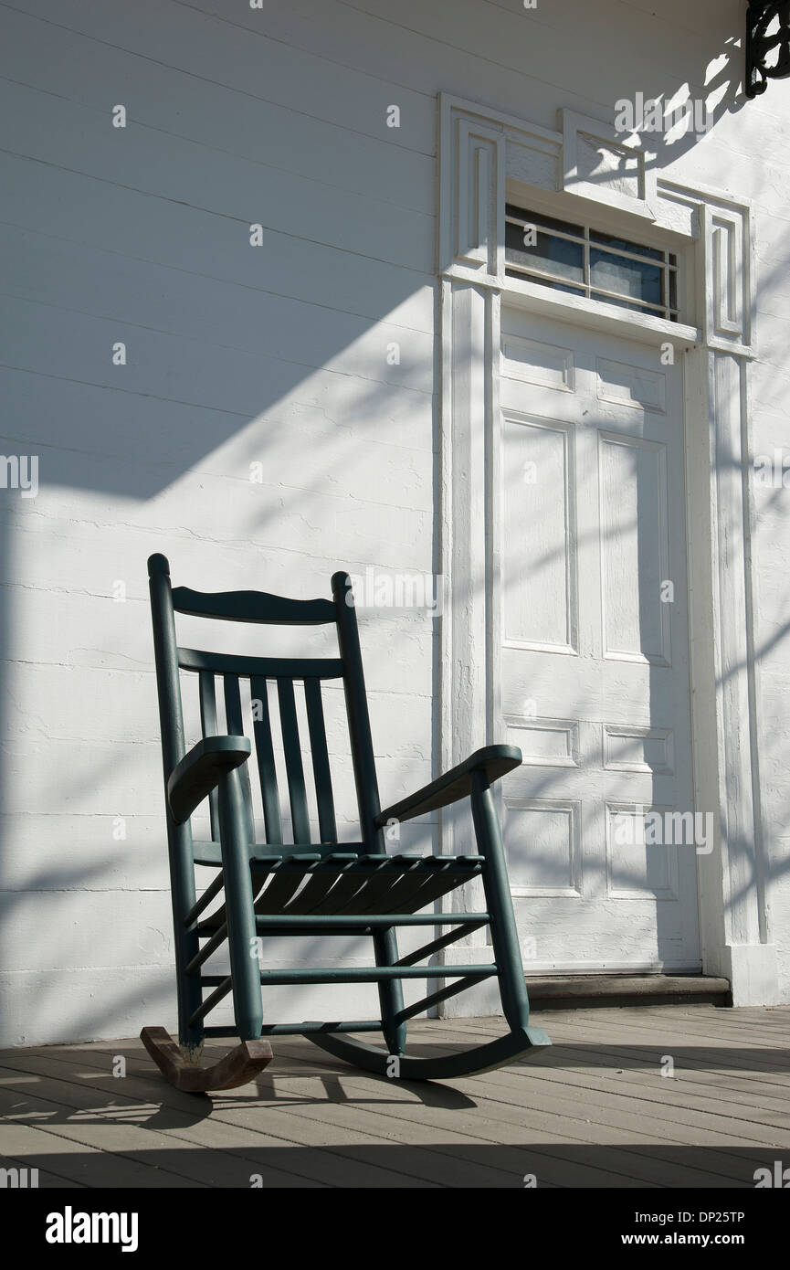 Old wooden rocking chair American USA Stock Photo Alamy