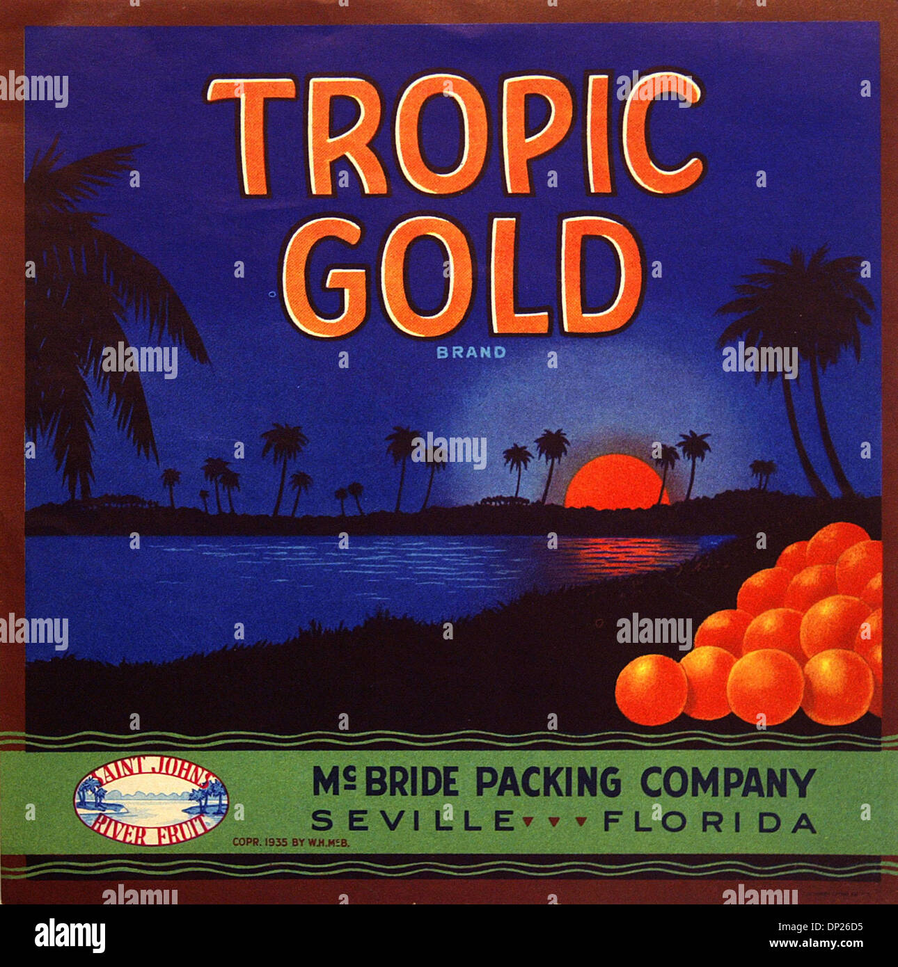 Beach lake groveland original florida orange crate label carter fruit co.