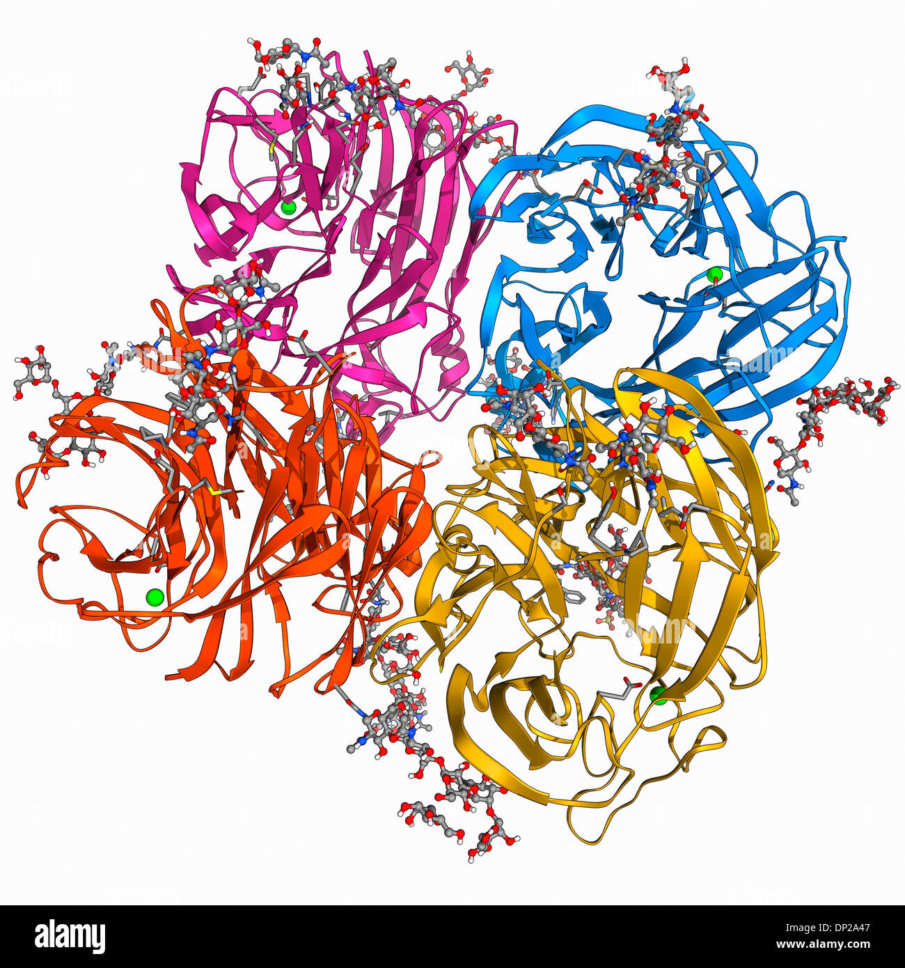 Flu virus surface protein molecule Stock Photo