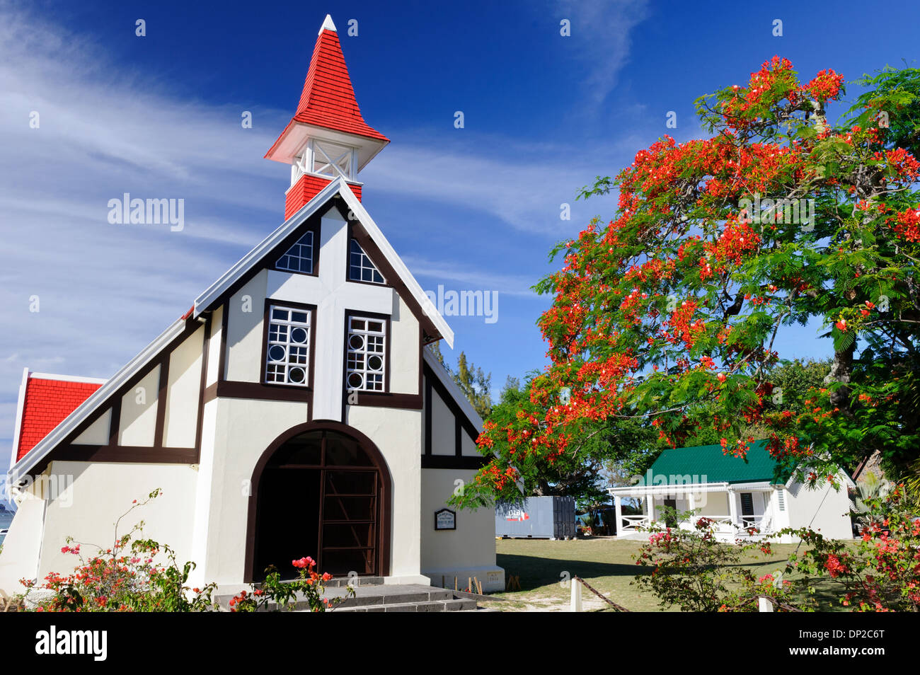 Notre Dame Auxiliatrice Chapel, Cap Malheurueux, Mauritius Stock Photo -  Alamy