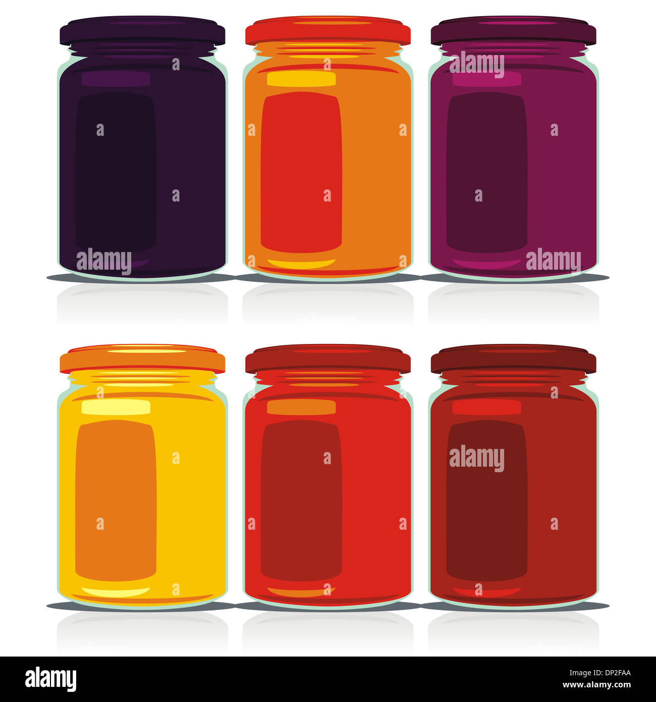isolated jam jars set Stock Photo