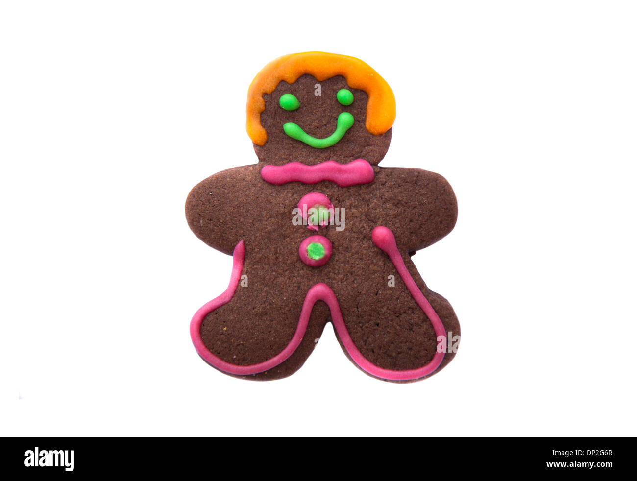 A gingerbread man biscuit decorated with vibrant colors Stock Photo