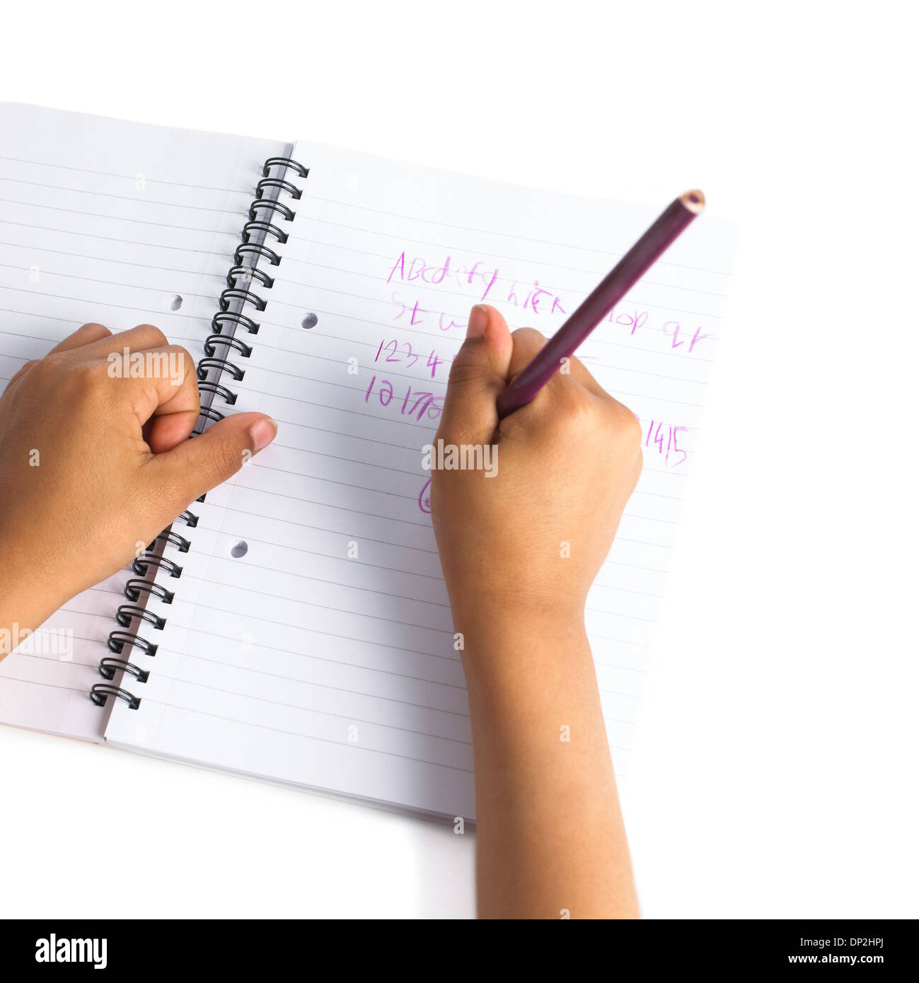 Child writing Stock Photo