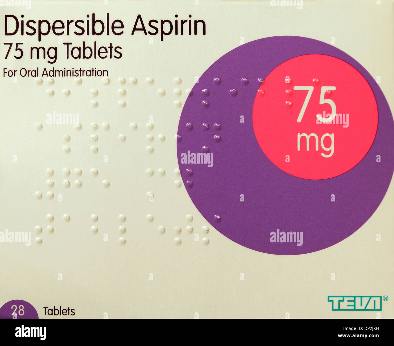 Dispersible aspirin 75mg tablets pack hires stock photography and