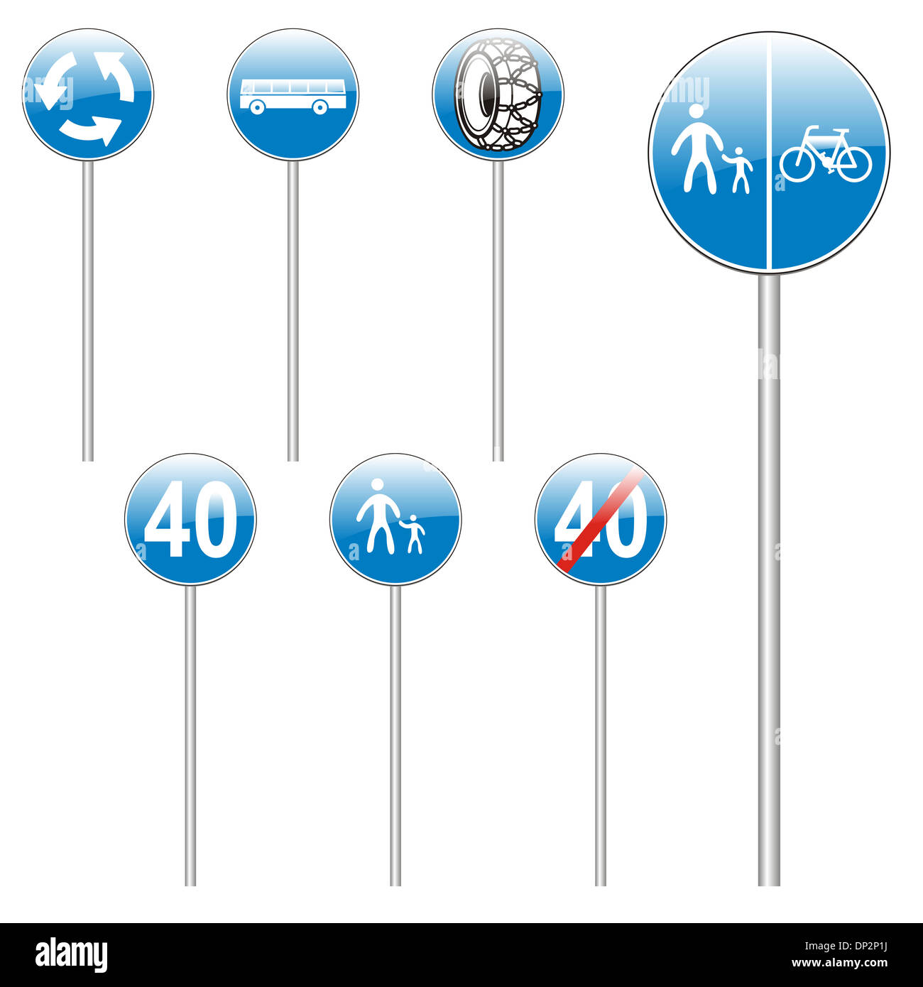 isolated european road signs Stock Photo