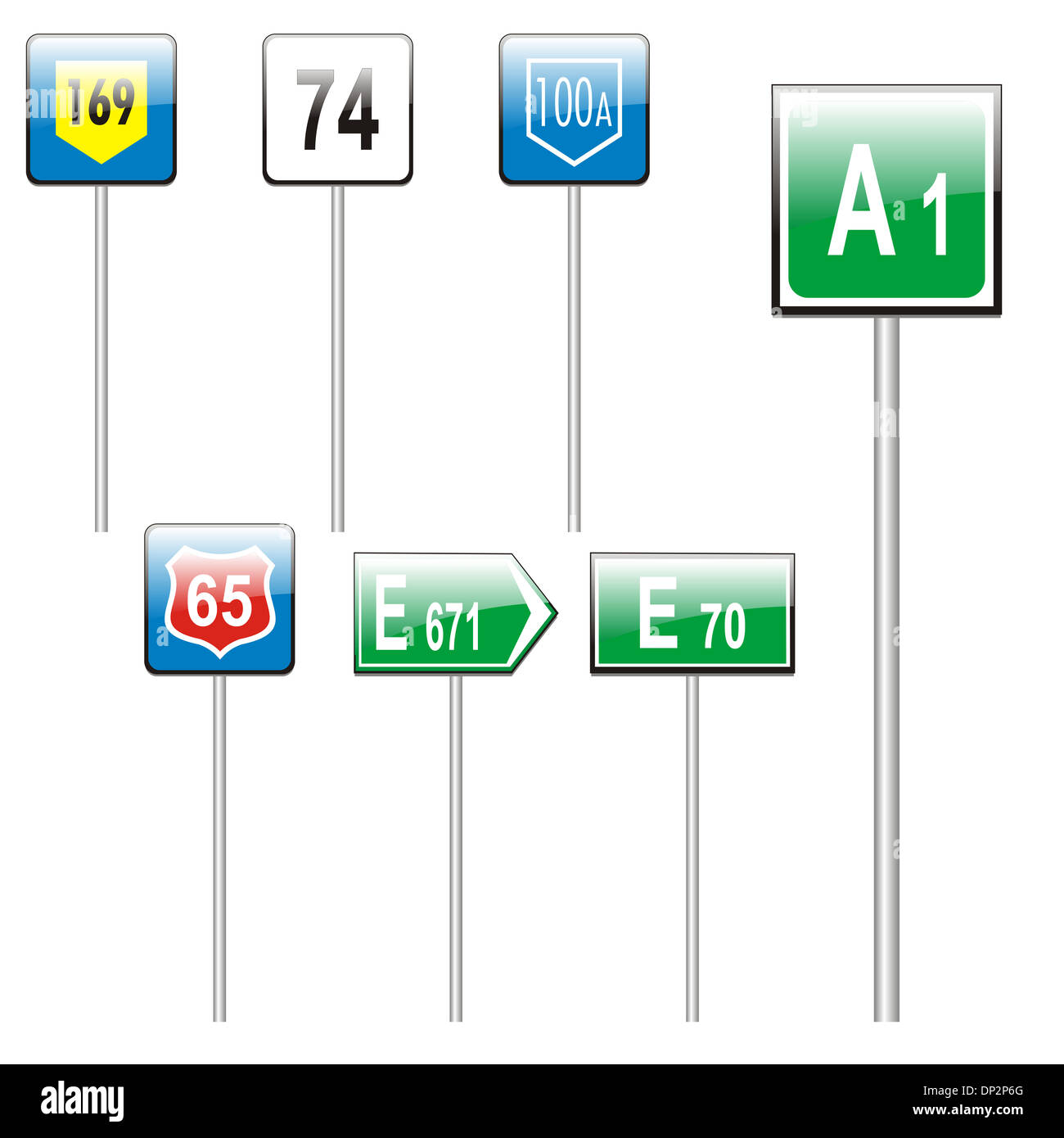 isolated european road signs Stock Photo